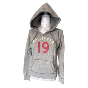 Y2K embroidered Hollister grey hoodie large